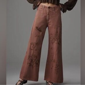 ANTHROPOLOGIE THE ADI MID RISE FLARE NOVELTY PANTS COÑAC SIZE 29 NWT SOLD OUT !